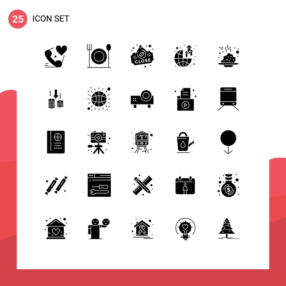 25 ícones criativos, sinais e símbolos modernos do lucro do café, mundo do café, elementos de design de vetores editáveis globais