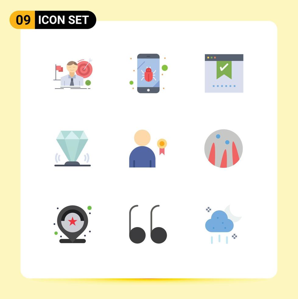 9 cores planas de vetores temáticos e símbolos editáveis de elementos de design de vetores editáveis de escritório de espionagem de valor rubi