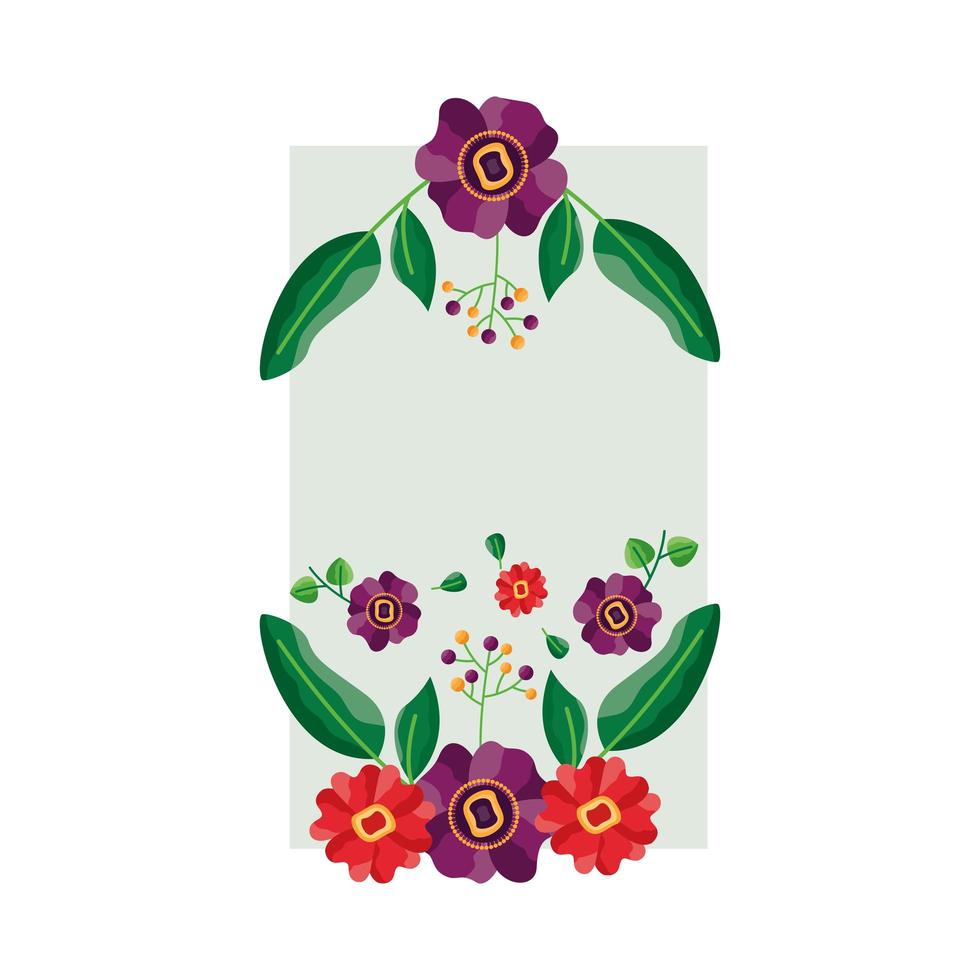 desenho vetorial de cartão de flores isoladas vetor