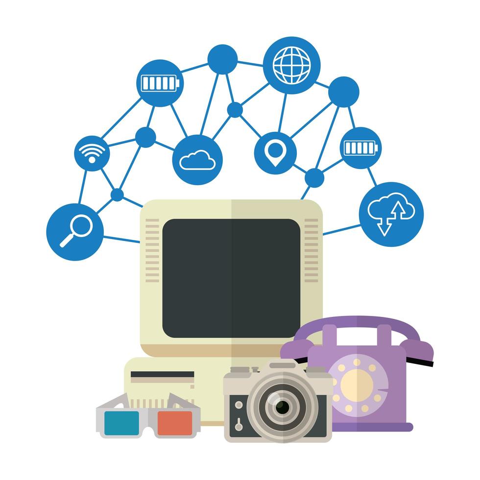 projeto de vetor tecnologia vintage isolado