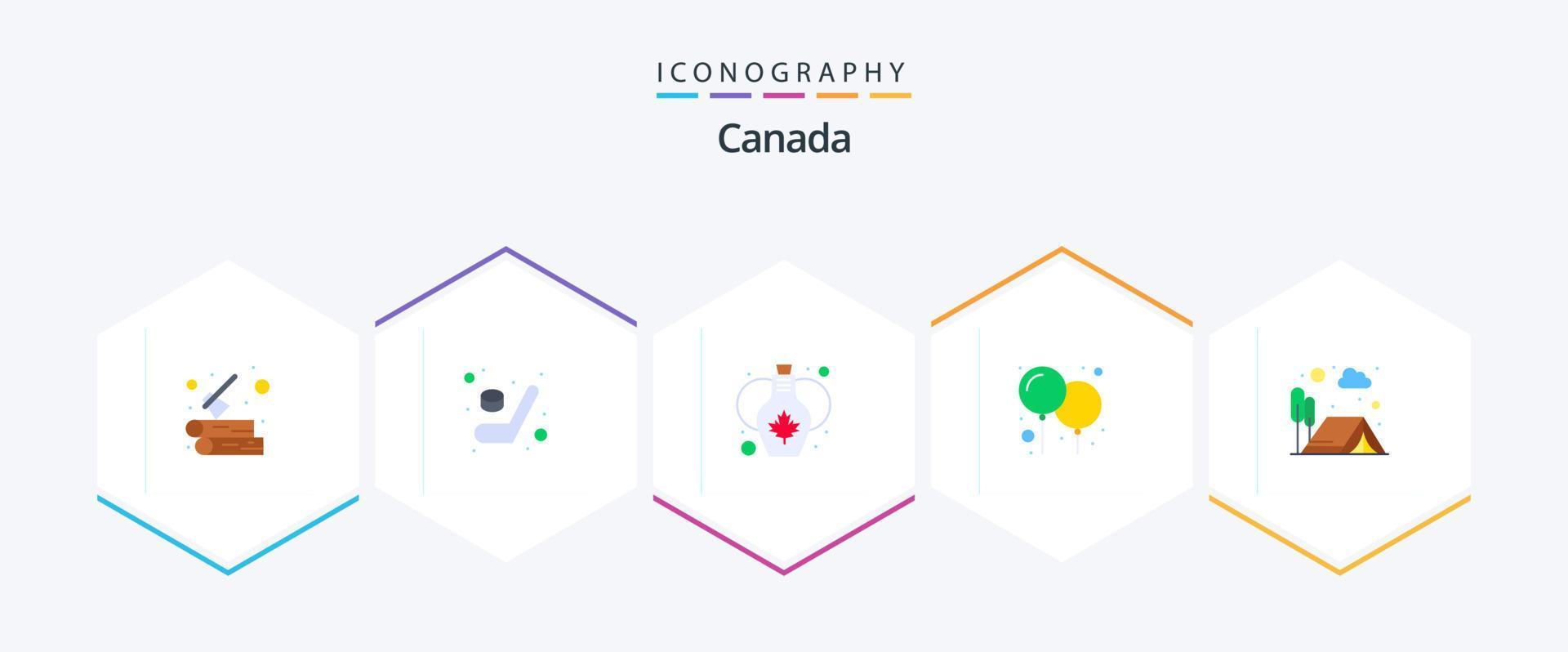 Pacote de ícones planos do Canadá 25, incluindo churrasco. dia. decoração. Festa. balões vetor