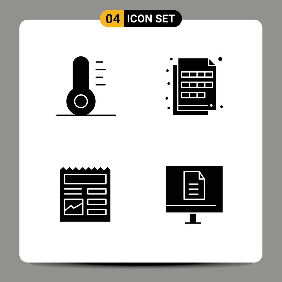 grupo de símbolos de ícone universal de 4 glifos sólidos modernos de amostra de extensão de interface do usuário de natal elementos de design de vetores editáveis de negócios