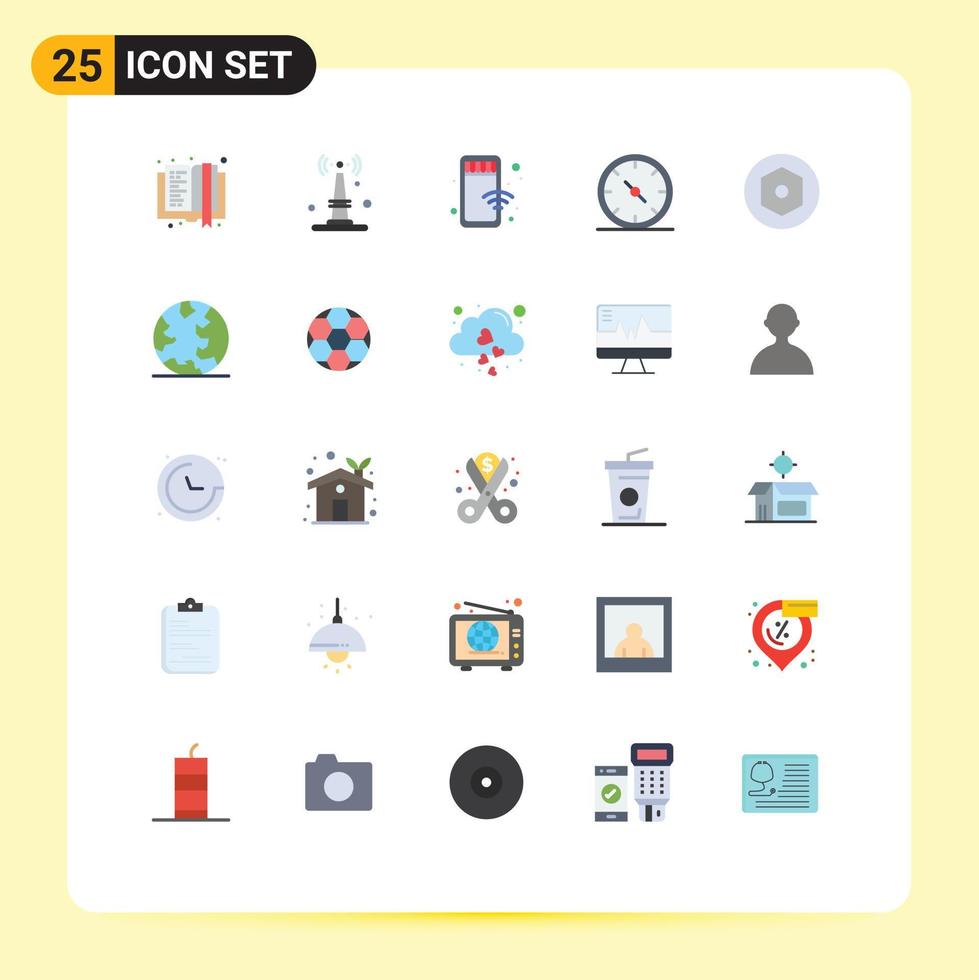 conjunto de cores planas de interface móvel de 25 pictogramas de elementos de design de vetores editáveis de negócios de calibre móvel de escritório de nozes