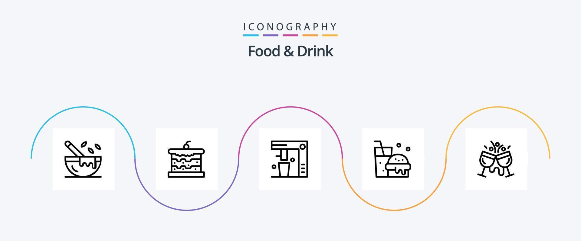 pacote de ícones de linha 5 de comida e bebida, incluindo comida. beber. Comida. cozinha. comida rápida vetor