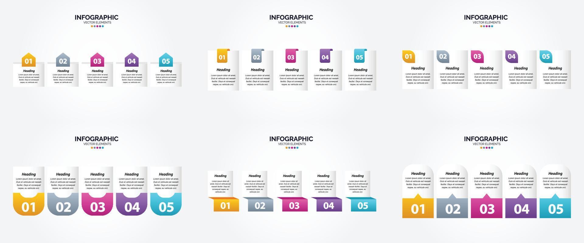 conjunto de design plano de infográficos de ilustração vetorial para folheto publicitário e revista vetor