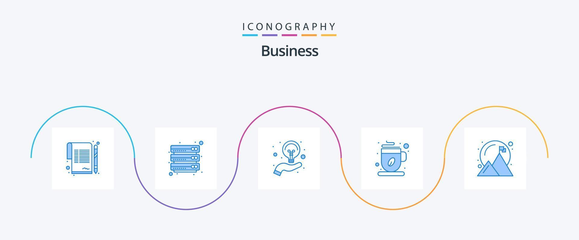 pacote de ícones de negócios azul 5 incluindo realização. xícara de café. lâmpada. chá. café vetor