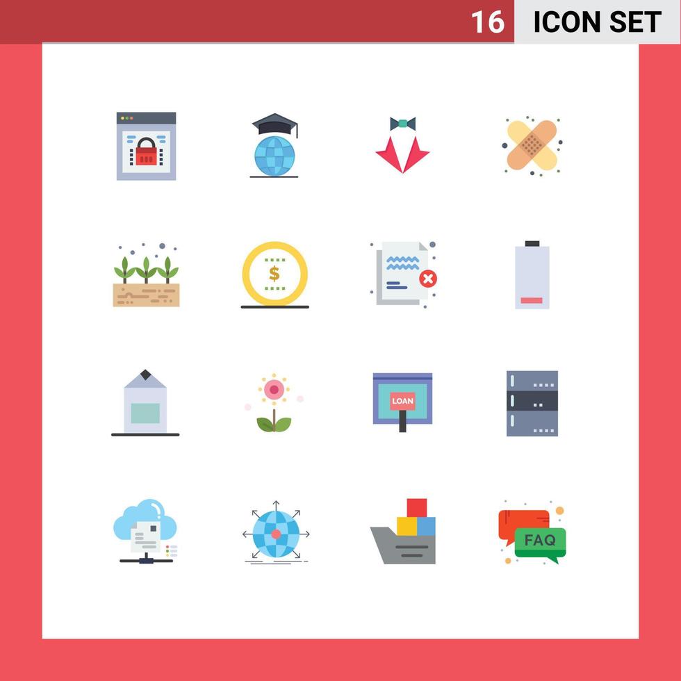Pacote de cores planas de 16 interfaces de usuário de sinais e símbolos modernos de segurança da informação arco web lock internet love pacote editável de elementos de design de vetores criativos