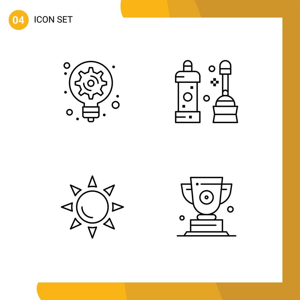 4 ícones criativos sinais modernos e símbolos de geração de equipamento de lâmpada de praia troféu elementos de design de vetores editáveis