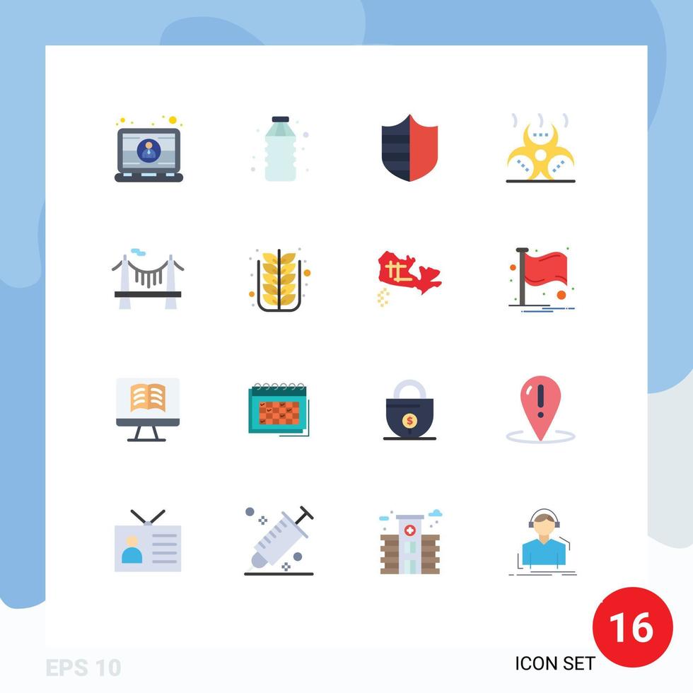 conjunto de cores planas de interface móvel de 16 pictogramas de proteção de computador laptop bebida segurança pacote editável de elementos de design de vetores criativos
