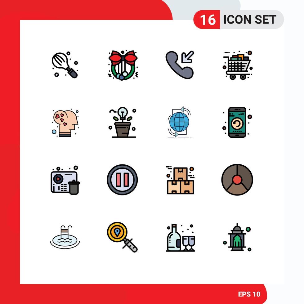 16 ícones criativos, sinais modernos e símbolos de emoção, compras, carrinho de resposta, sexta-feira negra, elementos de design de vetores criativos editáveis