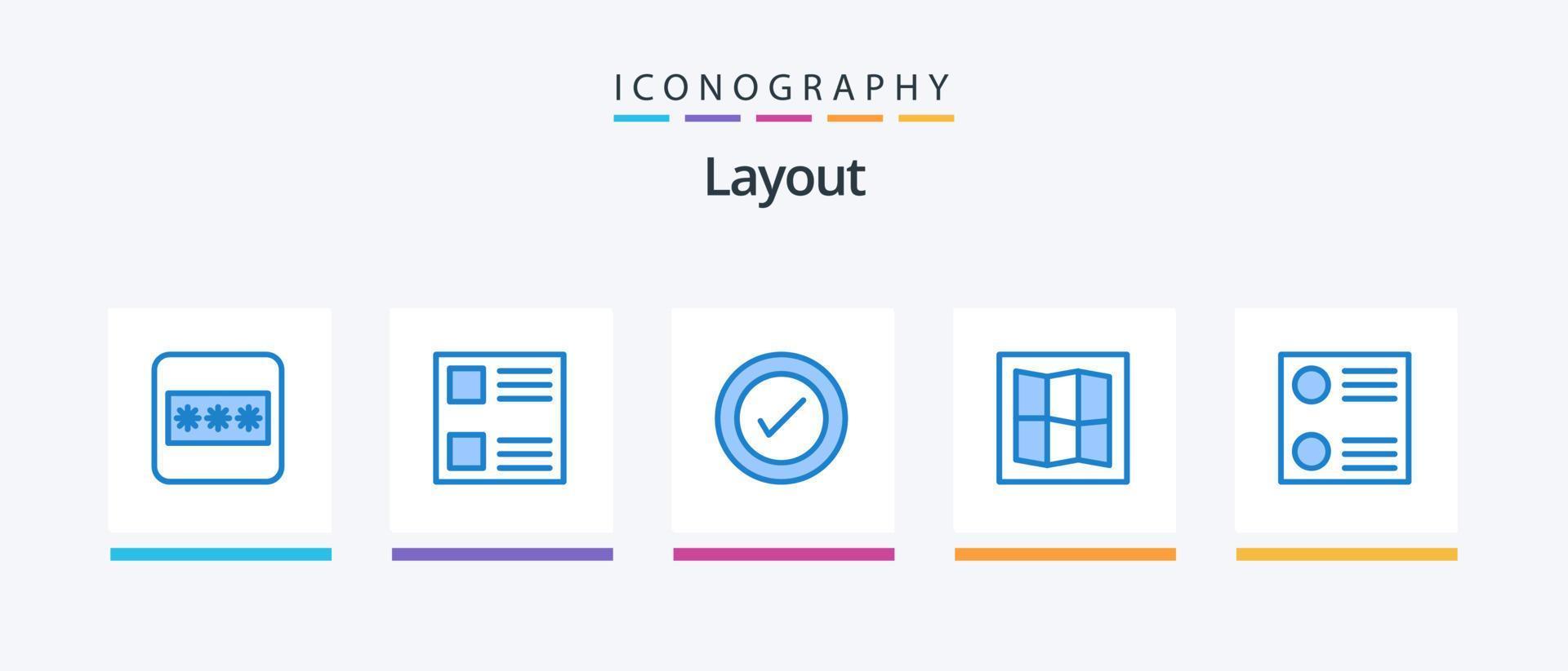 pacote de ícones de layout azul 5, incluindo . ux. Lista. design de ícones criativos vetor