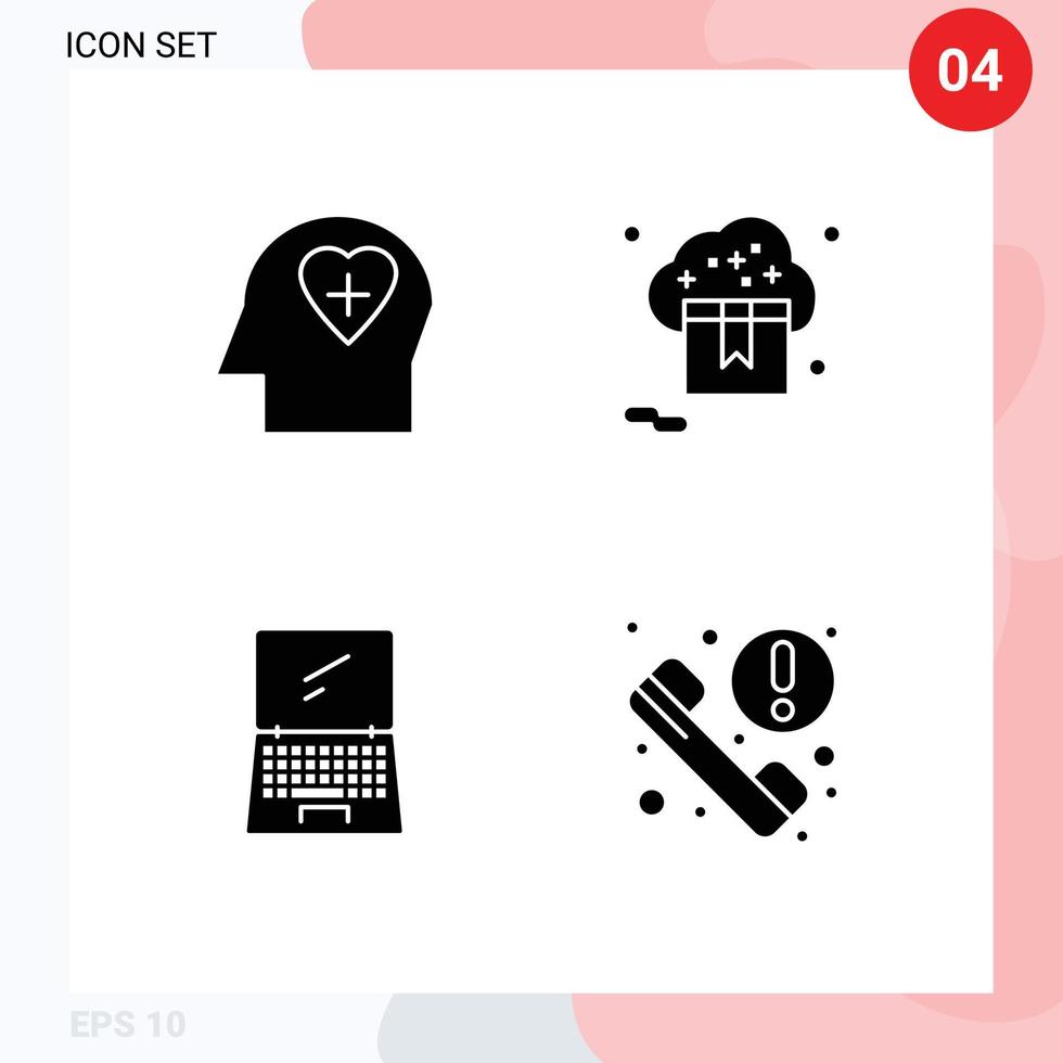 pacote de ícones vetoriais de estoque de 4 sinais e símbolos de linha para monitor de emoção nuvem loja imac elementos de design de vetores editáveis
