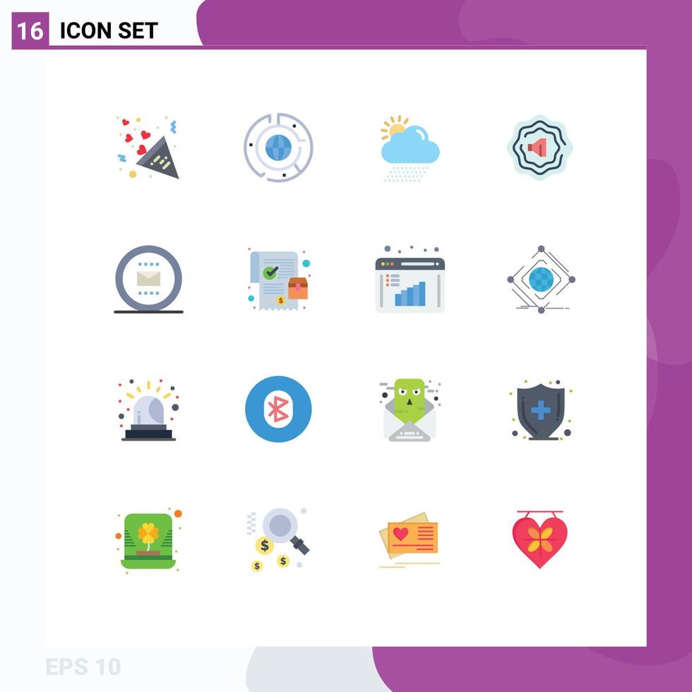 conjunto de 16 sinais de símbolos de ícones de interface do usuário modernos para celebração nuvem gráfico de amor tempo pacote editável de elementos de design de vetores criativos