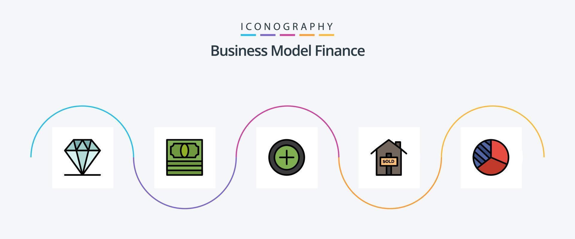 linha de finanças cheia de pacote de ícones de 5 planos, incluindo . pagamentos. torta. diagrama vetor