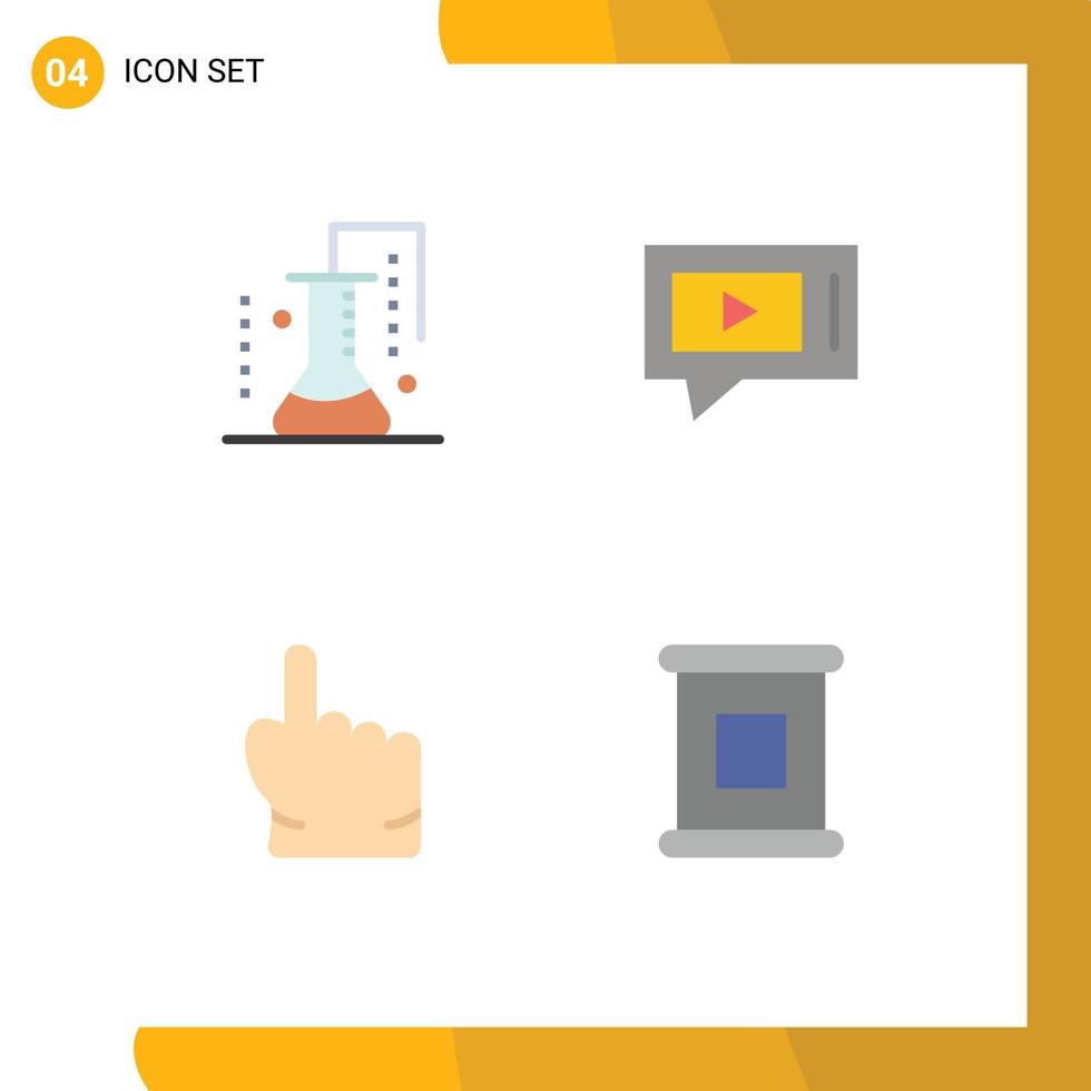 grupo de símbolos de ícone universal de 4 ícones planos modernos de ciência química dedo ciência da matéria elementos de design de vetores editáveis de ponto vivo