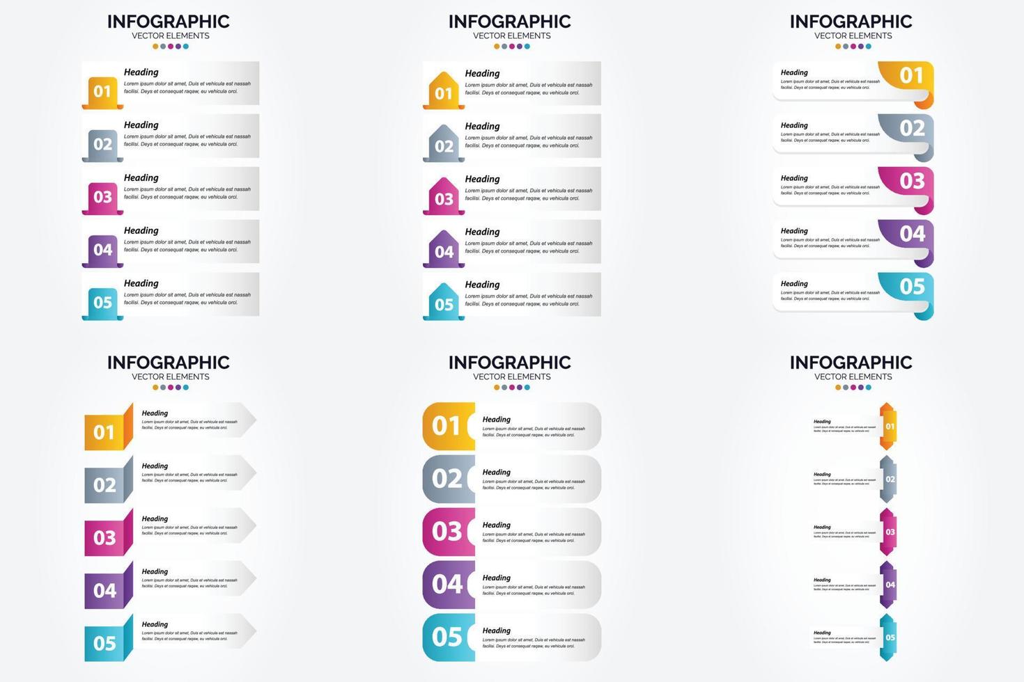 conjunto de design plano de infográficos de ilustração vetorial para folheto publicitário e revista vetor