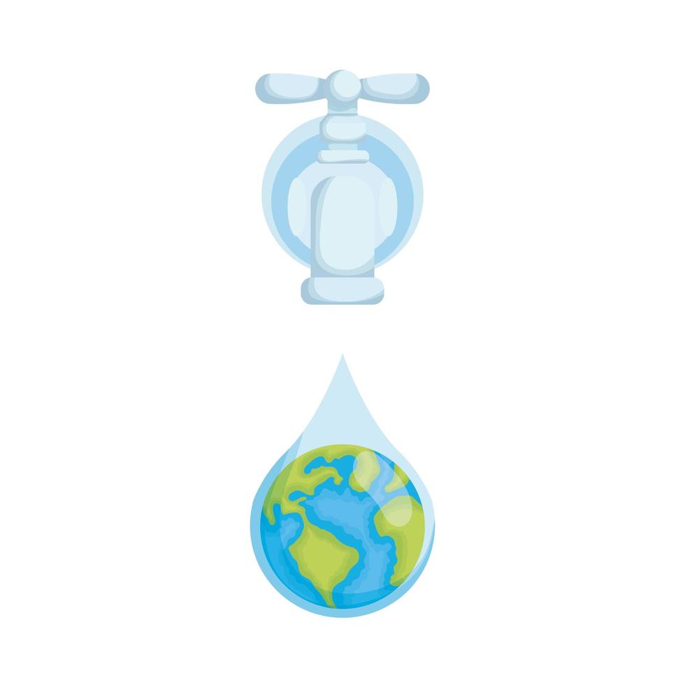 planeta Terra com torneira de água vetor