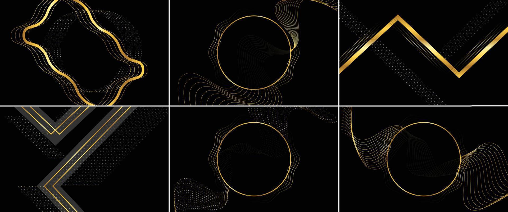 design abstrato elegante com linhas giratórias e um esquema de cores dourado e preto vetor