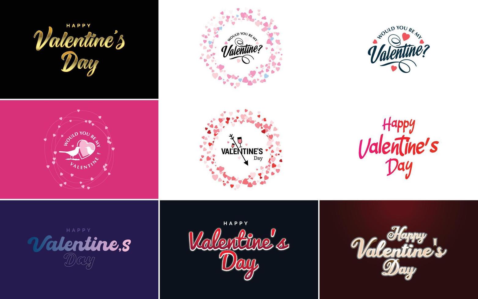 modelo de cartão feliz dia dos namorados com um tema romântico e um esquema de cores vermelho e rosa vetor