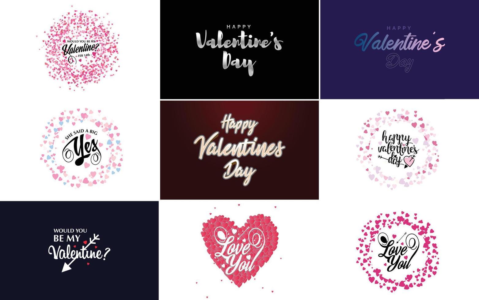 modelo de cartão feliz dia dos namorados com um tema romântico e um esquema de cores vermelho vetor