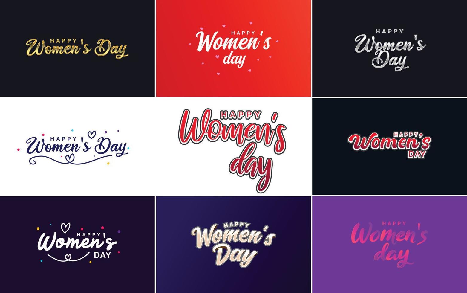 conjunto de cartões com o logotipo do dia internacional da mulher e um brilhante. design colorido vetor