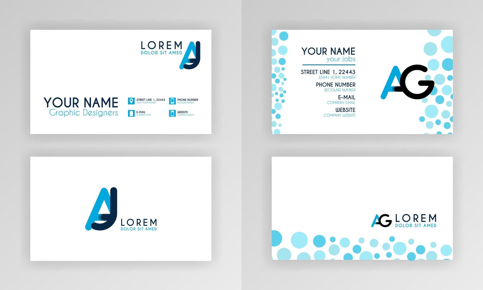 modelo de cartão de visita azul. design de cartão de identidade simples com logotipo do alfabeto e decoração de acento de barra. para corporativo, empresa, profissional, comercial, publicidade, relações públicas, folheto, pôster vetor