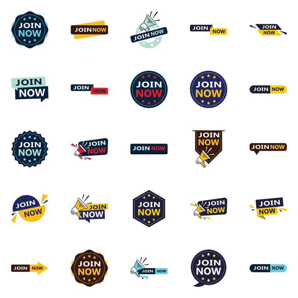 25 banners tipográficos inovadores para promover a adesão vetor