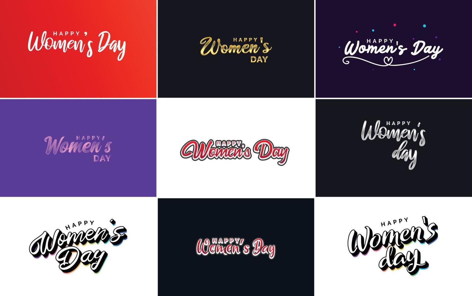 conjunto de elementos de design tipográfico rosa feliz dia da mulher para cartões vetor