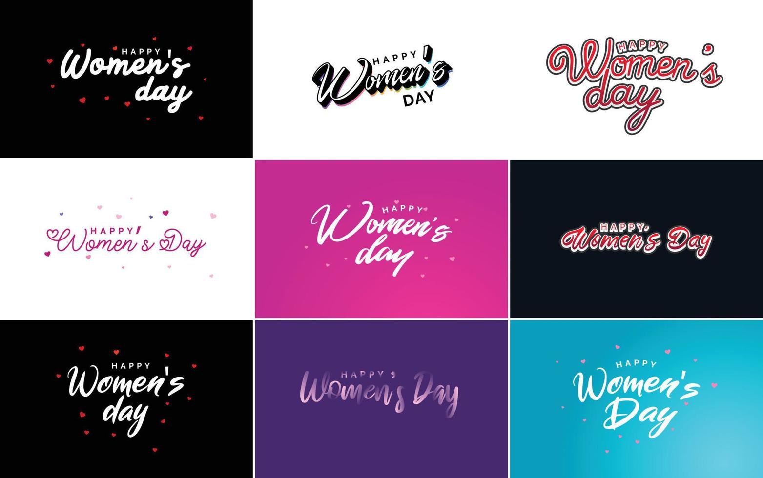 logotipo do dia da mulher feliz abstrato com um design de vetor de amor em rosa. vermelho. e cores pretas