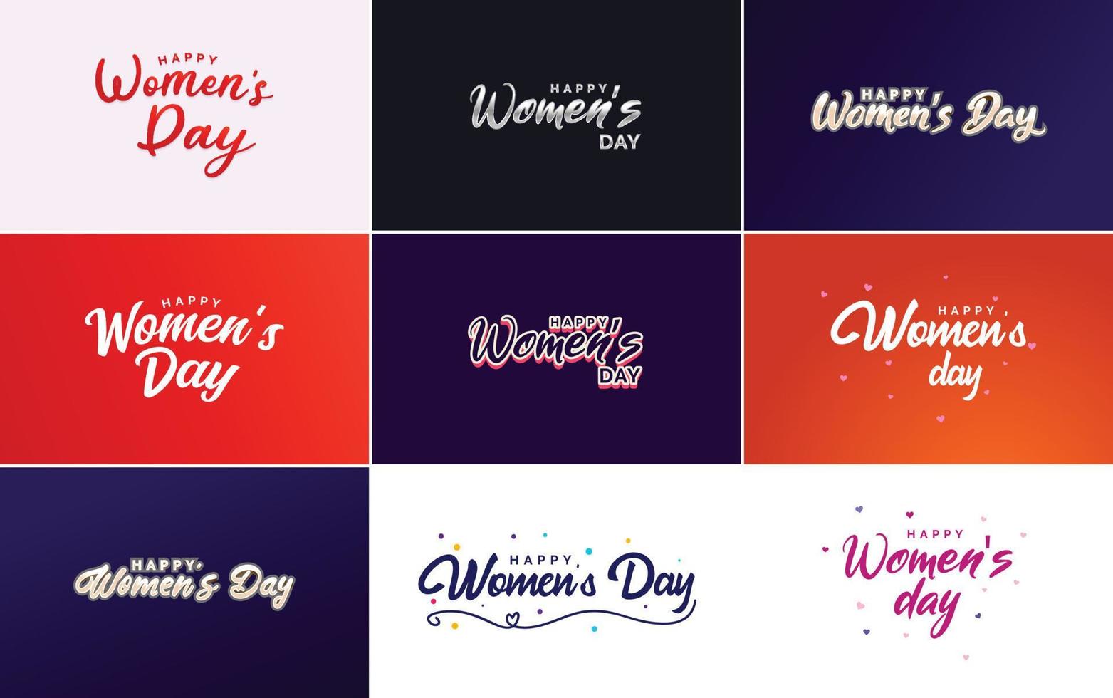 conjunto de cartões com o logotipo do dia internacional da mulher vetor