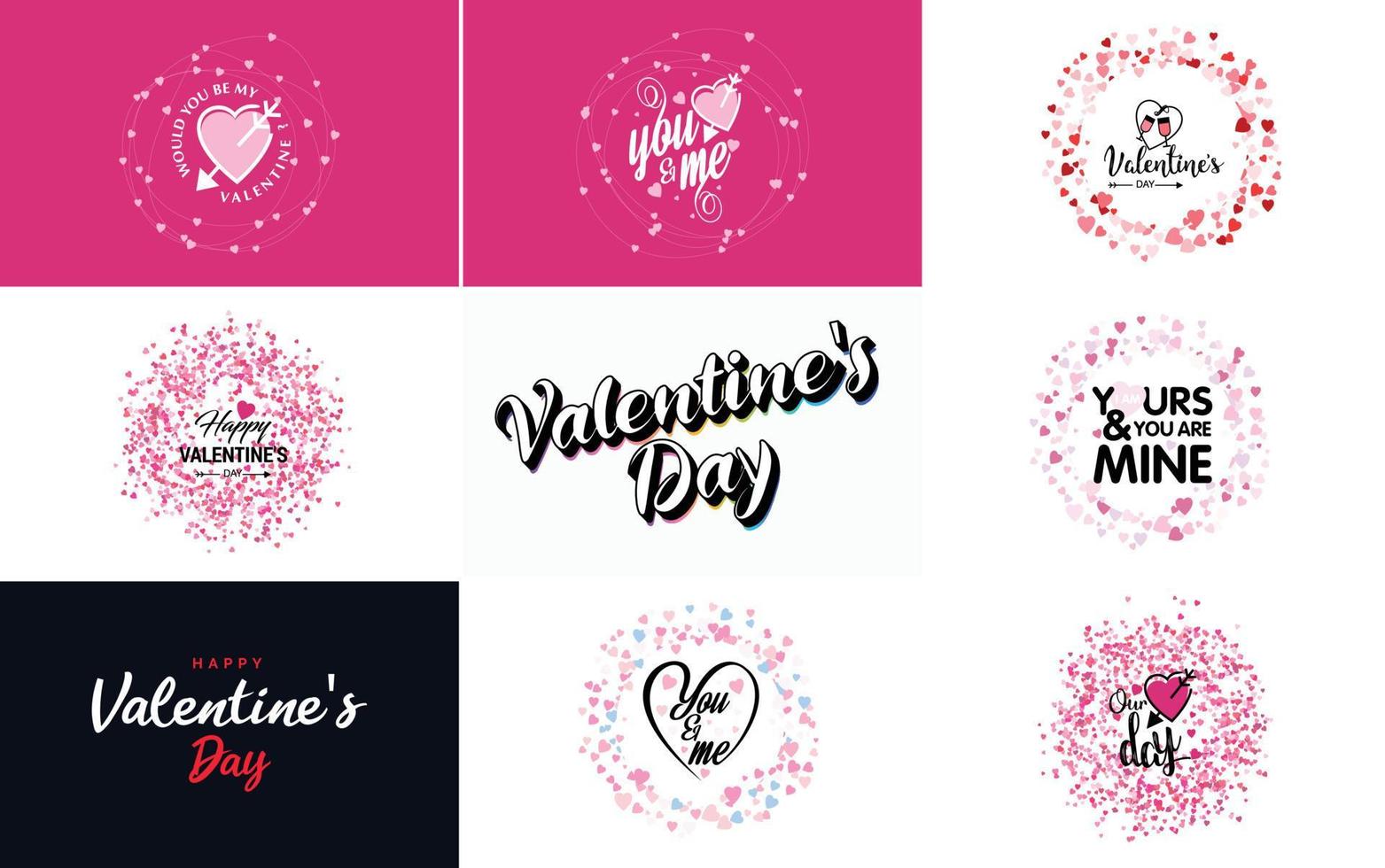 modelo de cartão feliz dia dos namorados com um tema animal fofo e um esquema de cores rosa vetor