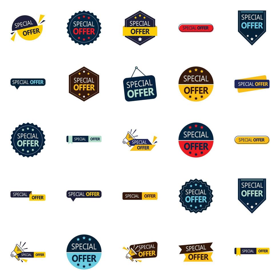 25 designs vetoriais editáveis no pacote de oferta especial perfeito para campanhas de marketing personalizadas vetor