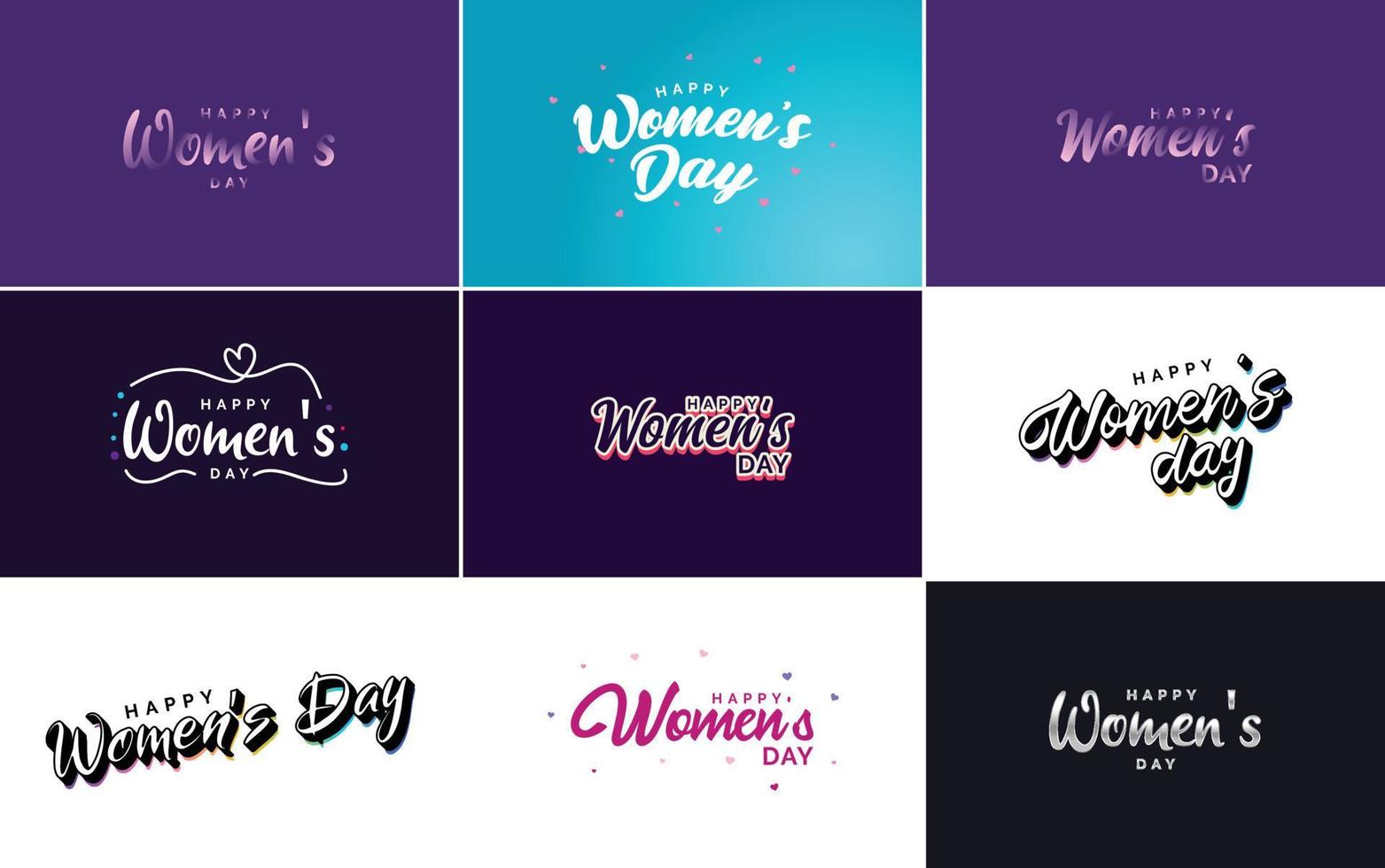 design tipográfico de 8 de março com texto feliz do dia da mulher vetor