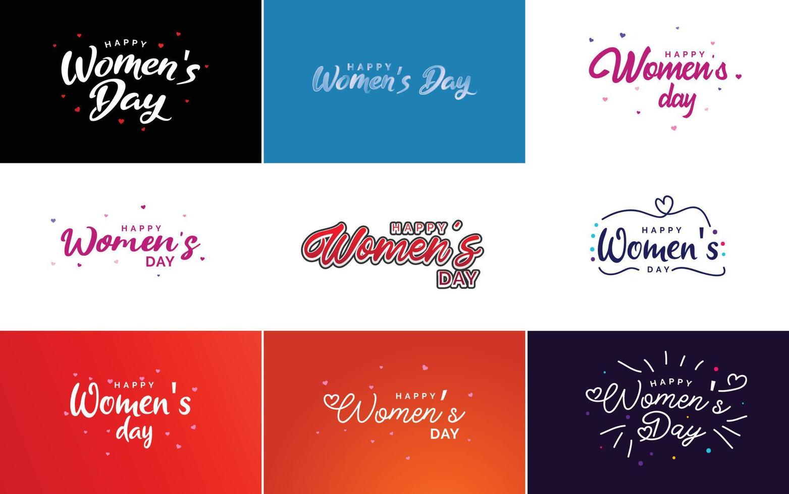 conjunto de cartões com o logotipo do dia internacional da mulher vetor