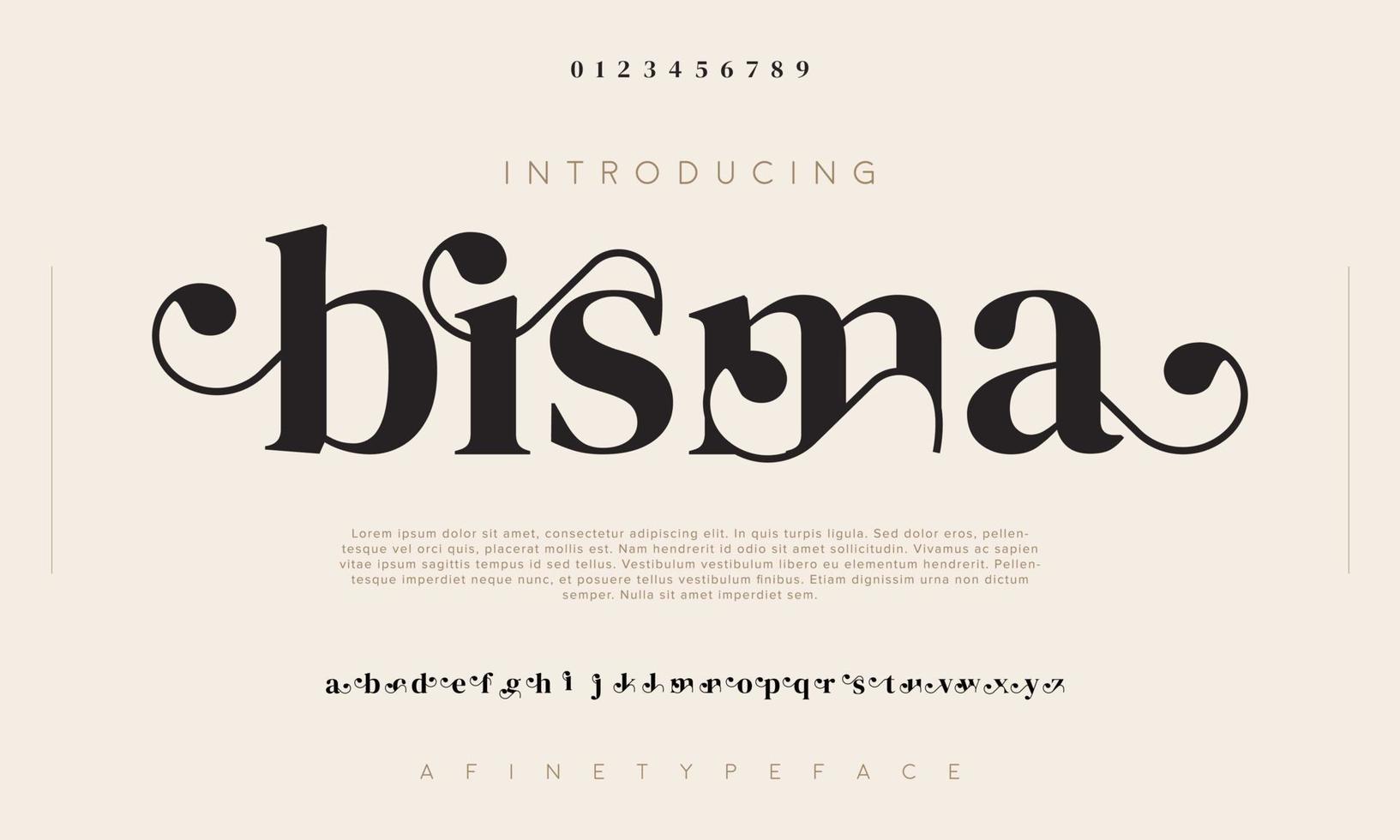 alfabeto criativo vintage swash bisma. tipo de letra com serifa de luxo vetor