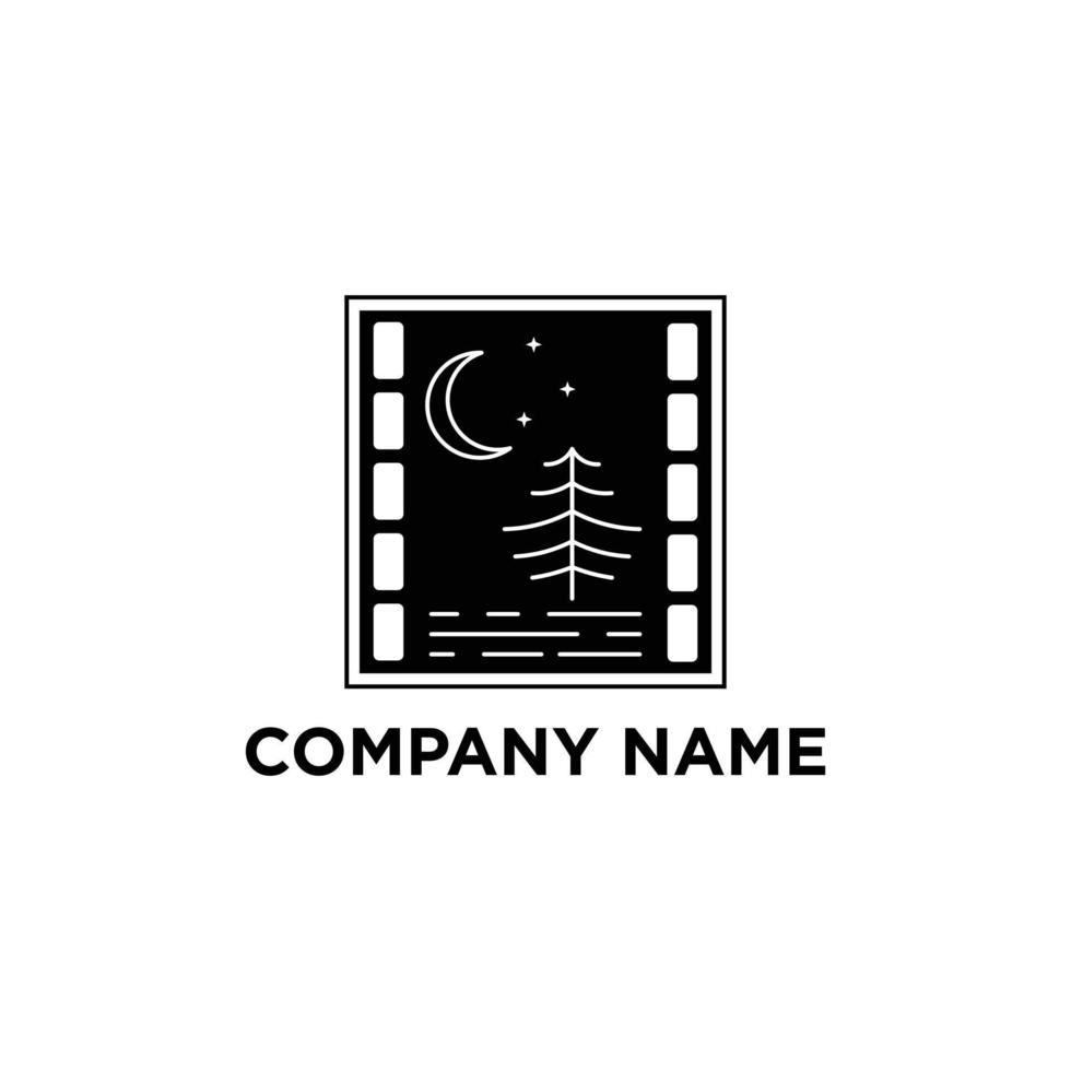 conceito de logotipo de filme noturno, inspiração de logotipo de filme de filme vetor