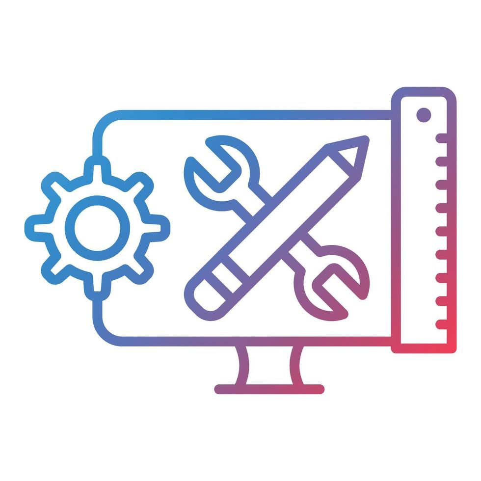 ícone de gradiente de linha do kit de ferramentas vetor