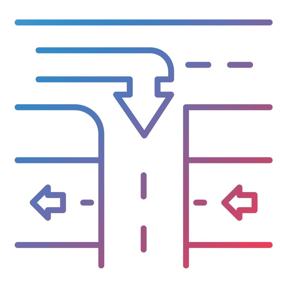ícone de gradiente de linha de rampas de estrada vetor