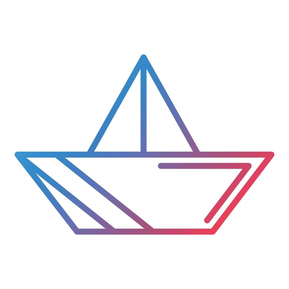 ícone de gradiente de linha de barco de papel vetor