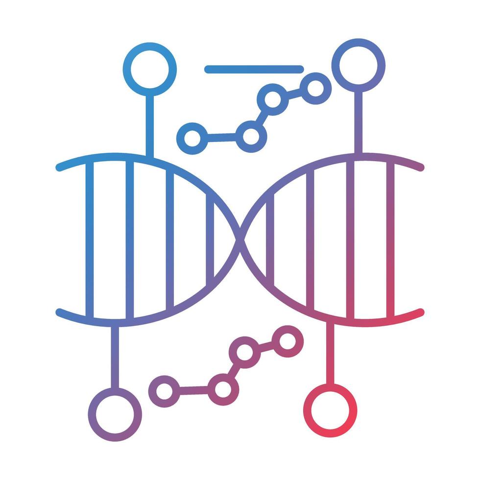 ícone de gradiente de linha de engenharia genética vetor