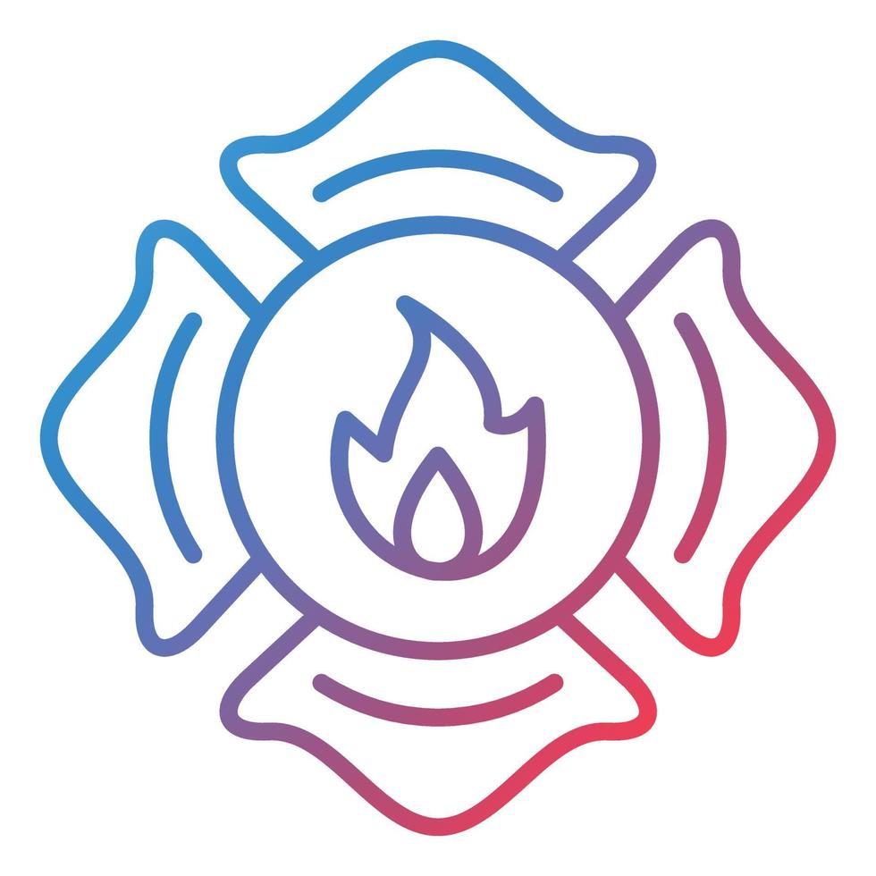 ícone de gradiente de linha de distintivo de bombeiro vetor