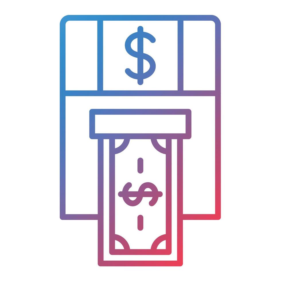 ícone de gradiente de linha de retirada de dinheiro vetor