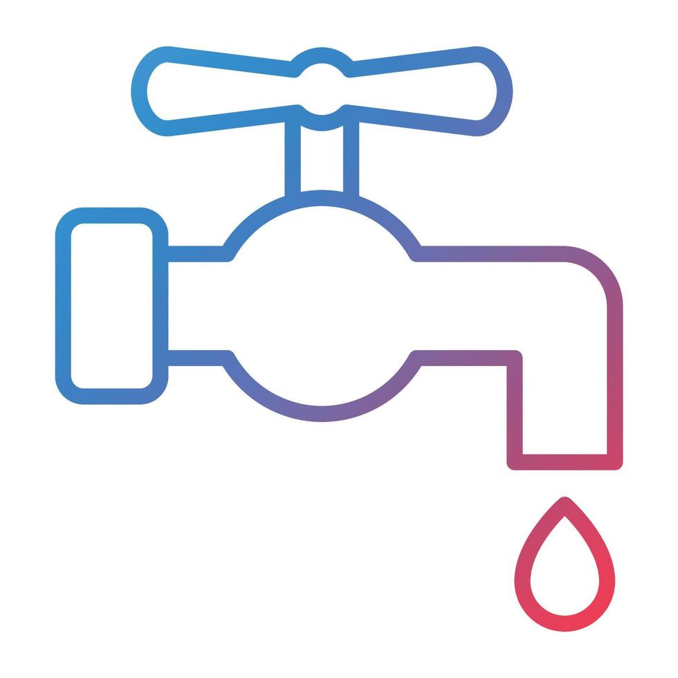 ícone de gradiente de linha de torneira de água vetor