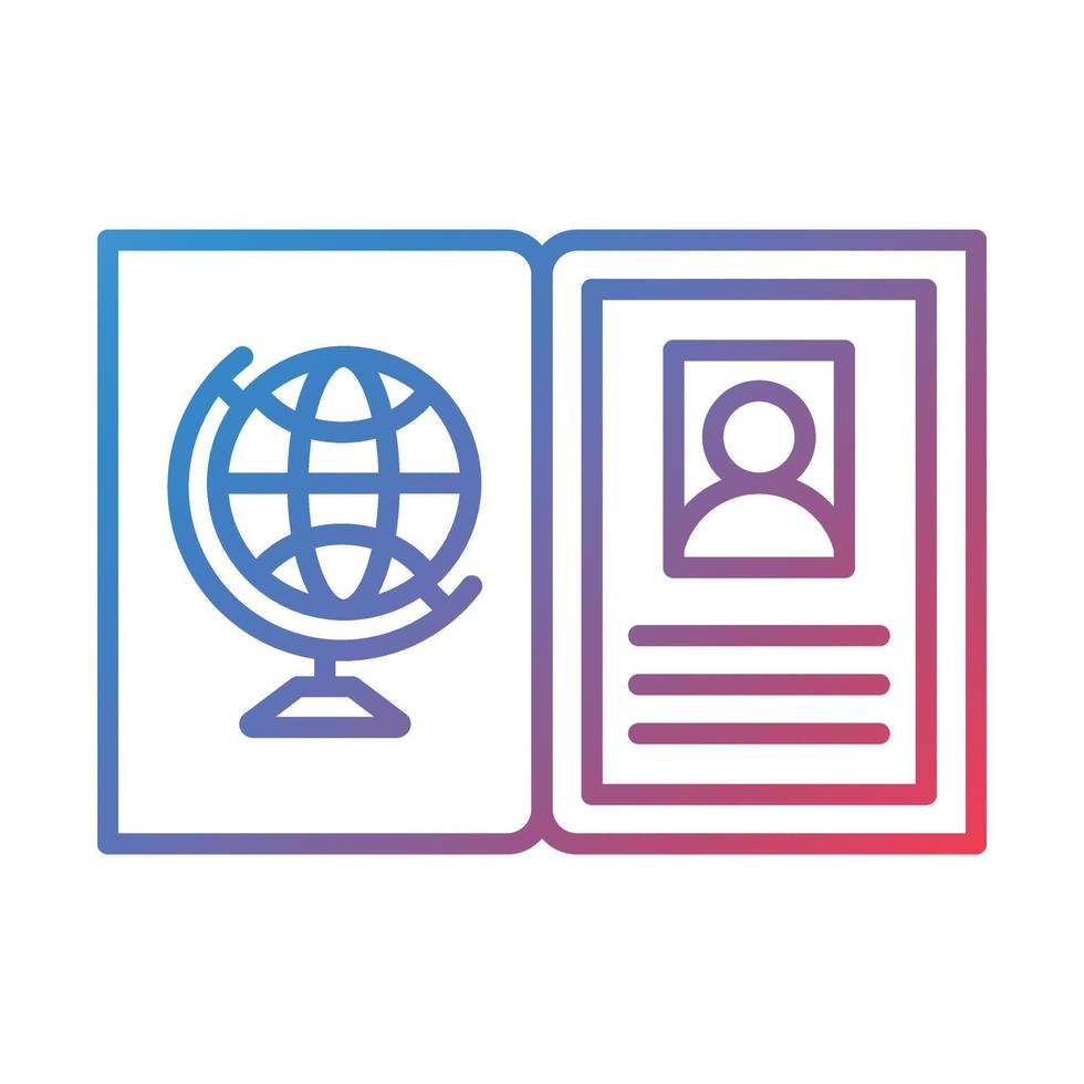 ícone de gradiente de linha de passaporte aberto vetor