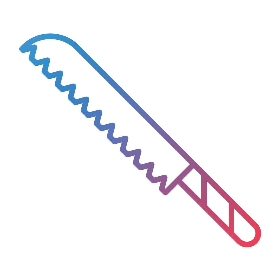 ícone de gradiente de linha de faca de pão vetor
