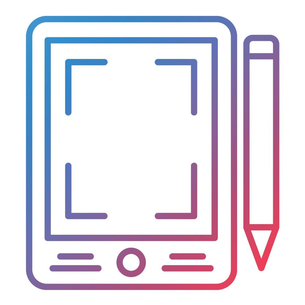 ícone de gradiente de linha de tablet de caneta vetor