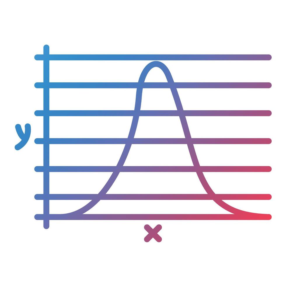 curva de sino no ícone de gradiente de linha de gráfico vetor