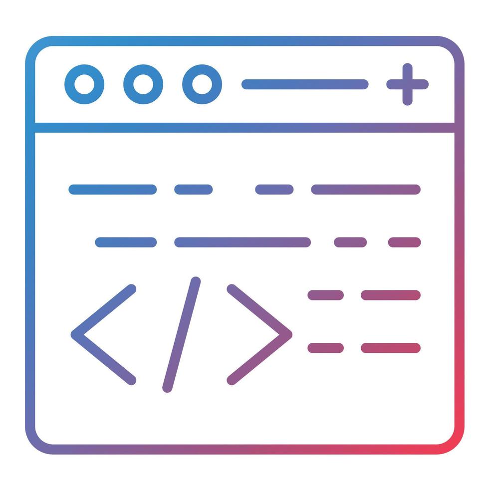 ícone de gradiente de linha de programação vetor