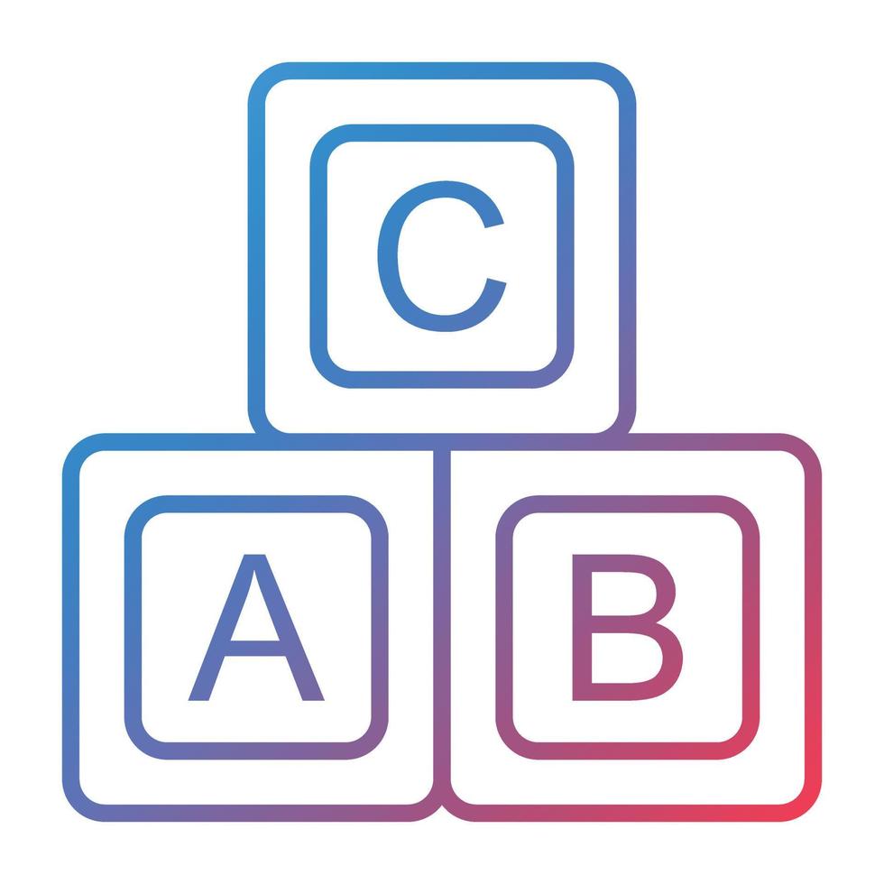 ícone de gradiente de linha de blocos abc vetor