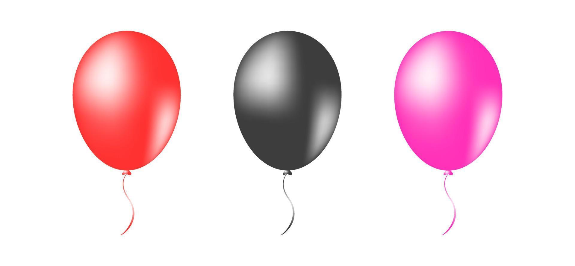 conjunto de balões de decoração rosa preto vermelho ilustração vetorial vetor
